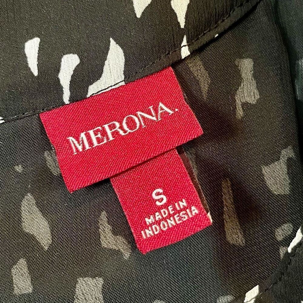 Merona Halter Black White Ruffle Blouse Small - Picture 9 of 11